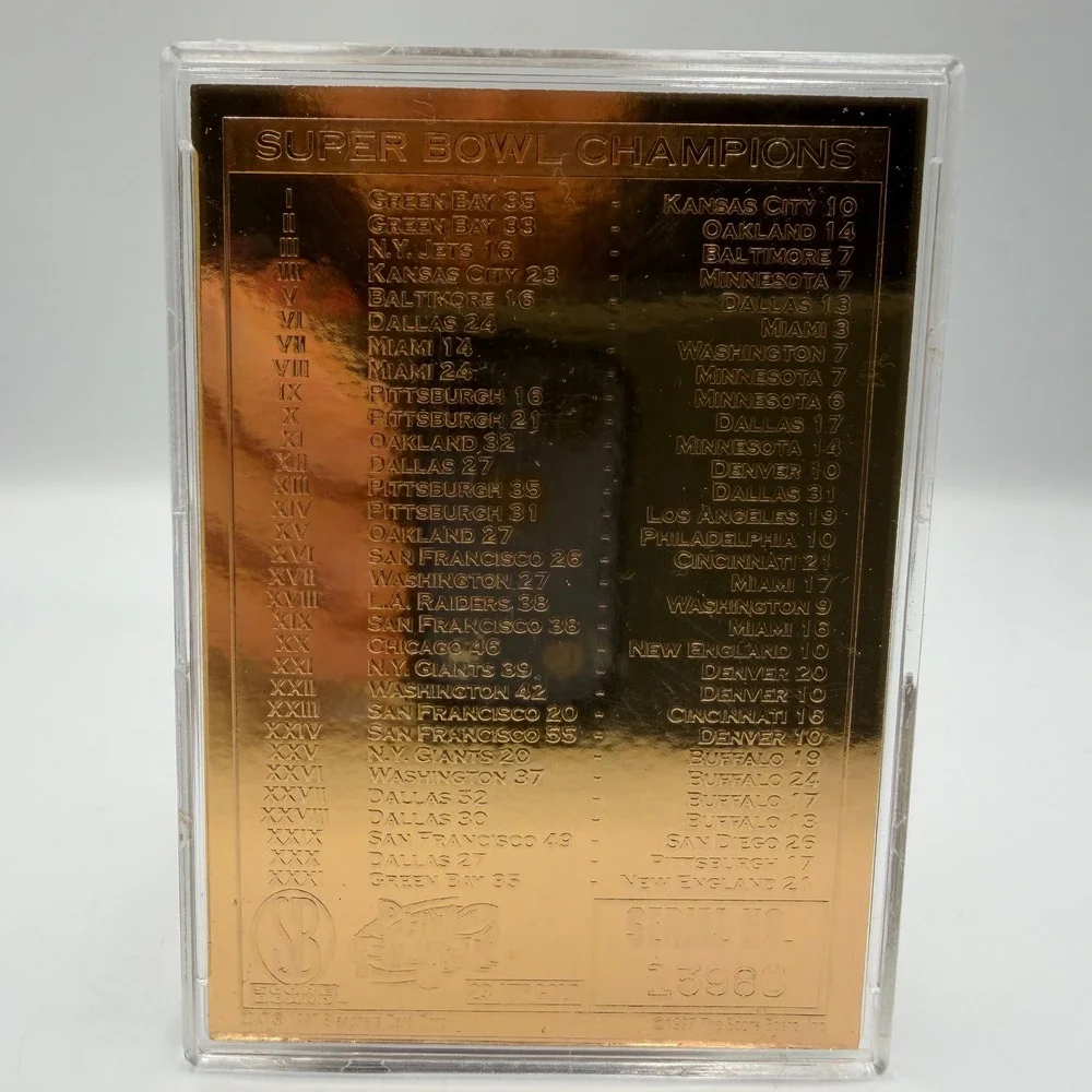 1997 NFL Super Bowl Champions 23KT Gold Card Avon Exclusive Serial Numbered COA